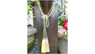 long tassels seeds necklaces double beads crystal